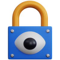 3d rendering padlock with eye isolated png