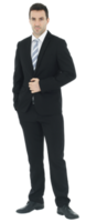 Handsome and smart businessman in black suit isolated on white background. Copy Space png