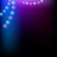 Blue and violet Christmas background with lights. Background for post with a place for text. Vector illustration