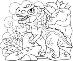 dibujos animados dinosaurio allosaurus libro para colorear para niños vector