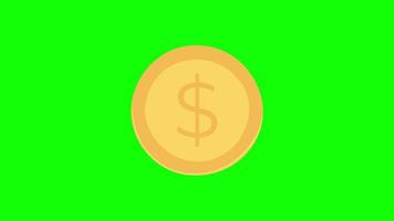 dollar coin pile icon loop animation with alpha channel, transparent background, ProRes 444 video