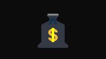 Geldsack mit Dollarzeichen-Icon-Loop-Animation mit Alphakanal, transparentem Hintergrund, Prores 444 video