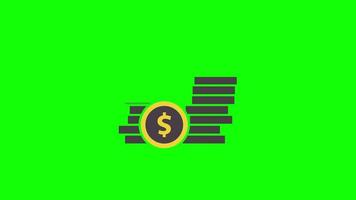 dollar coin pile icon loop animation with alpha channel, transparent background, ProRes 444 video