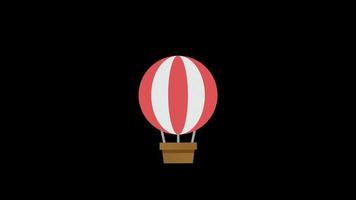 hot Air Balloon Holiday Adventure icon loop animation with alpha channel, transparent background, ProRes 444 video