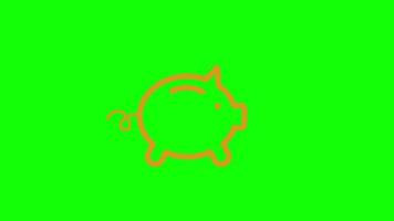 animation de boucle icône tirelire cochon avec canal alpha, fond transparent, prores 444 video