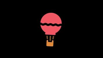 Heißluftballon-Urlaubsabenteuer-Icon-Loop-Animation mit Alphakanal, transparentem Hintergrund, Prores 444 video