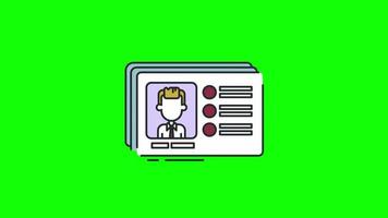 ID kaart kaart met persoon avatar icoon lus animatie met alpha kanaal, transparant achtergrond, prores 444 video