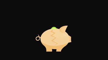 pig money box icon loop animation with alpha channel, transparent background, ProRes 444 video