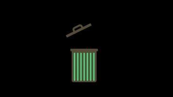 desperdice dinheiro com animação de loop de ícone de lata de lixo com canal alfa, fundo transparente, prores 444 video
