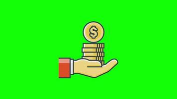 Economizando animação de loop de ícone de dinheiro com canal alfa, fundo transparente, prores 444 video