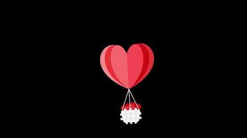 hot heart shape Air Balloon Holiday Adventure icon loop animation with alpha channel, transparent background, ProRes 444 video