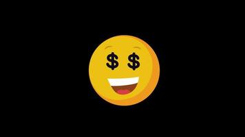 love money emoji icon loop animation with alpha channel, transparent background, ProRes 444 video