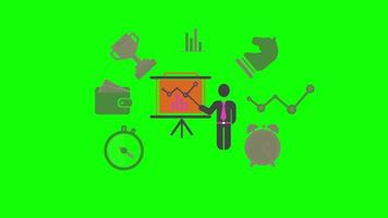 Businessman Presentation icon loop animation with alpha channel, transparent background, ProRes 444 video