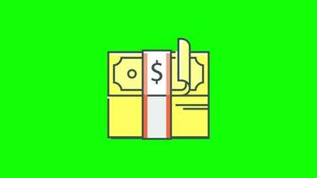 money dollars icon loop animation with alpha channel, transparent background, ProRes 444 video