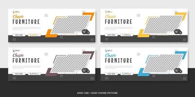 Modern furniture web banner template design vector