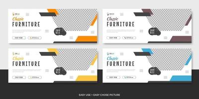 Modern furniture web banner template design vector