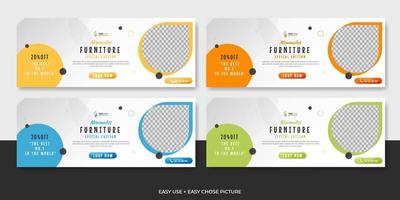 Modern furniture web banner template design vector