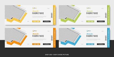 Modern furniture web banner template design vector