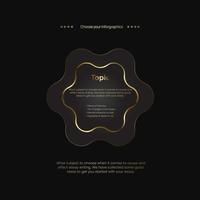 Modern LUXURY infographic level design on black background, A Flower shapes golden stoke bottun style for business and education object design vector