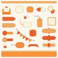 conjunto vectorial de elementos para álbumes de recortes. colección de pegatinas, pancartas, etiquetas vector