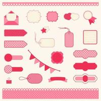 conjunto vectorial de elementos para álbumes de recortes. colección de pegatinas, pancartas, etiquetas vector