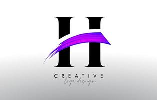 Brush Letter H Logo Design with Creative Artistic Paint Brush Stroke and Modern Look Vector