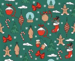 Christmas pattern in sketch style. Hand drawn illustration. vector