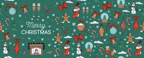 Christmas pattern in sketch style. Hand drawn illustration. vector