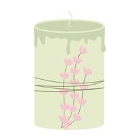 handmade paraffin scented candle with dried flowers for aromatherapy vector