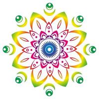 Multicolored rainbow mandala on white background. Round pattern, floral ornament. Beautiful symmetrical element. Antistress, relaxation vector