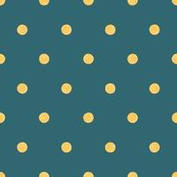 Yellow Polka Dot On Pine Green Background, Seamless Vector Pattern. Modern Minimalist Art Background, Design For Fabrics,  Wrapping Paper, Printing and Fashion.