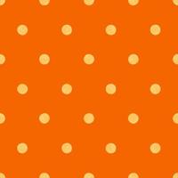 lunares amarillos sobre fondo naranja, patrón vectorial sin costuras. fondo de arte minimalista moderno, diseño para telas, papel envolvente, impresión y moda. vector