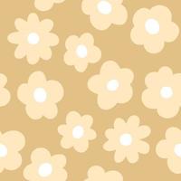 Sand Cartoon Flowers Background, Seamless Pattern Vector. Simple Modern Floral Print Design. vector