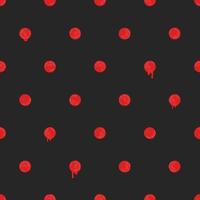 Bloody Red Polka Dot on Black Backdrop, Halloween Background, Seamless Pattern. Spooky Illustration for Holidays, Wrapping Paper, Texture EPS Vector. vector