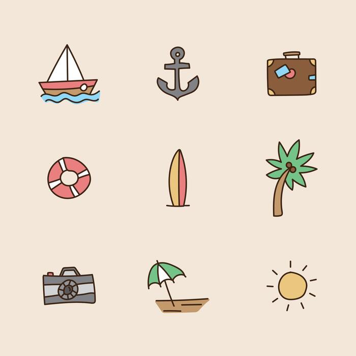 Hand Drawn Summer Icons Vector Art, Icons, and Graphics for Free Download