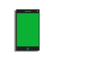 teléfono móvil de pantalla verde sobre fondo blanco video