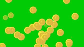 ilustración sobre la lluvia de bitcoin con un fondo verde para una edición fácil y sencilla con fines de ilustración de video. video