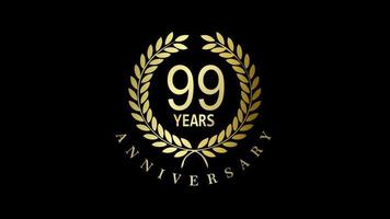 logotipo de luxo de ouro de celebração de 99 anos de animação usado para hotel, spa, restaurante, vip, moda e identidade de marca premium video