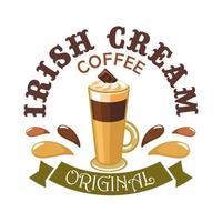 Irish Cream Coffee. Cafe emblem vector