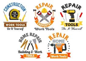Working tool and equipment isolated symbol set vector