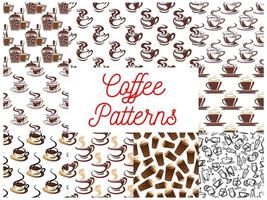 Coffee seamless patterns vector