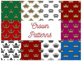Crowns seamless patterns vector