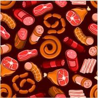 Sausages and meat seamless pattern background vector