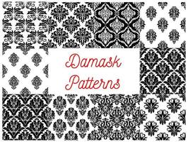 Damask ornamental decoration patterns vector