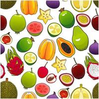 Vector pattern of bright exotic and tropical fruits