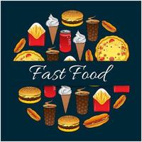 Fast food mednu decoration design vector