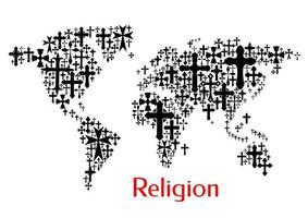 World map design of crucifix cross pattern vector