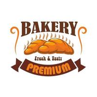 Bakery shop, pastry cafe vector label emblem