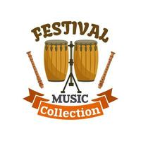 Musical drums. Music festival emblem vector