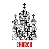 Church icon. Religion christianity cross symbols vector